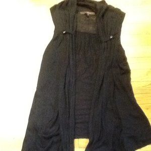 FEVER Long Open Buttonless Black Vest